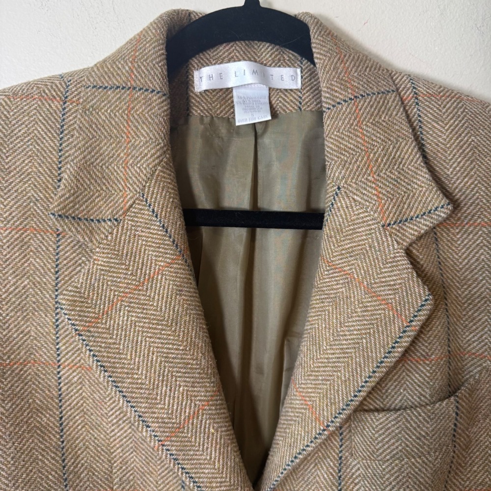 VTG The Limited Wool Blend Herringbone Tweed Blazer Career Academia Size 6 - Picture 5 of 8